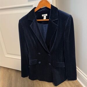 Frame Denim Blue Double-Breasted Blazer